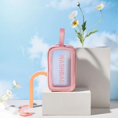 Túi đựng mỹ phẩm trong suốt có quai cao cấp MÀU ĐEN 26x15x10cm