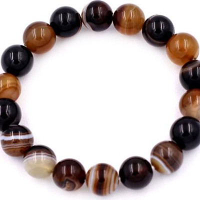 Vòng chuỗi đeo tay Mã Não Nâu Sọc 10 ly - hợp mệnh Kim, mệnh Thổ