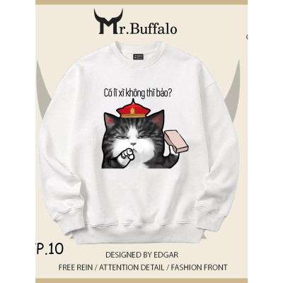 Áo Sweater tết Mèo xin lì xì size 40kg tới 100kg Mr.Buffalo