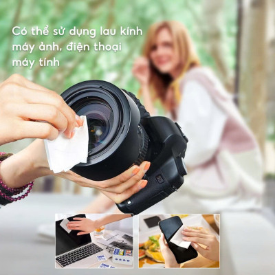 Combo 200 Khăn Lau Mắt Kính Nano Chống Mờ Sương Công Nghệ Nhật Bản Mẫu Mới - Hàng Chính Hãng 