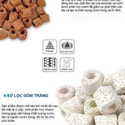 Sứ Lọc Hồ Cá 4.5/5KG vật liệu lọc nước bể cá cảnh, hồ thủy sinh cao cấp 