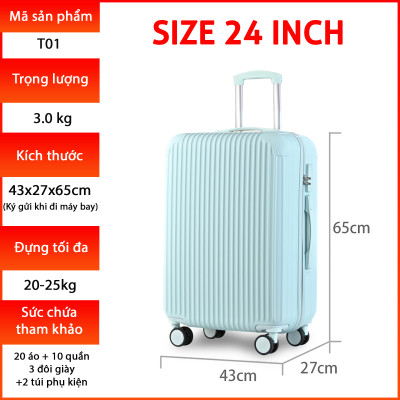 Vali Du Lịch Cao Cấp Size 24inch - Bảo Hành 5 Năm  KS-T01 - Cam