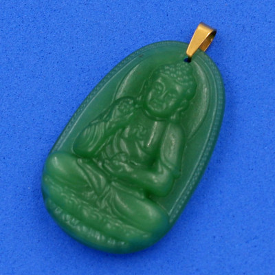 Mặt Dây Chuyền Phật A Di Đà thạch anh xanh 3.6cm - phật bản mệnh tuổi Tuất, Hợi - mặt size nhỏ