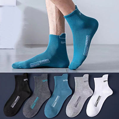 Set 5 đôi tất vớ nam cổ cao Sport nhiều màu sắc, chất liệu cotton khử mùi thoáng khí