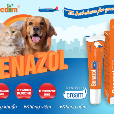 Kem Genazol giảm ngứa, giảm viêm, mau lành vết thương trên chó mèo (Vemedim)