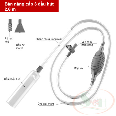 Bộ hút cặn thay nước bể DIY bóp tay vệ sinh hồ cá tép cảnh thủy sinh