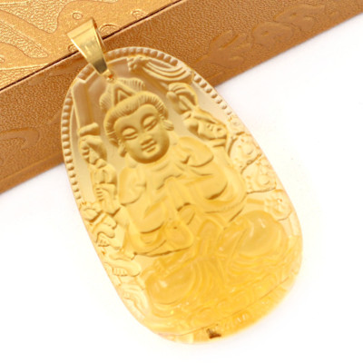 Mặt Phật Thiên Thủ Thiên Nhãn pha lê vàng 5cm