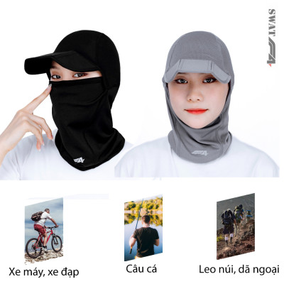 Khăn trùm ninja SWAT F4 (có lưỡi trai chống nắng gấp gọn) che kín cổ cao cấp