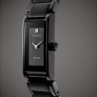 Đồng Hồ Nữ Citizen Đính Kim Cương Dây Thép Không Gỉ EG7055-51E - Mặt Đen