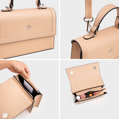 Túi Yuumy ( Thời trang nữ nắp gập dáng vuông size 22 - Túi đeo chéo da Seasand YN197 )