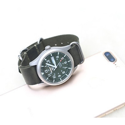 Dây đồng hồ NATO (dây Zulu) da sáp Xanh Rêu Handmade