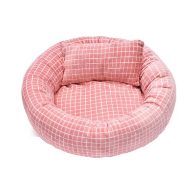 Ổ nệm chó mèo tròn vải cotton thấm hút - dùng được 2 mùa - em bé nằm được