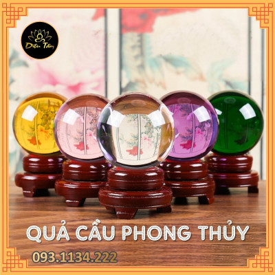 Quả cầu phong thủy pha lê màu xanh lá size to  15cm hợp mệnh Mộc, mệnh Hỏa đồ phong thủy trang trí
