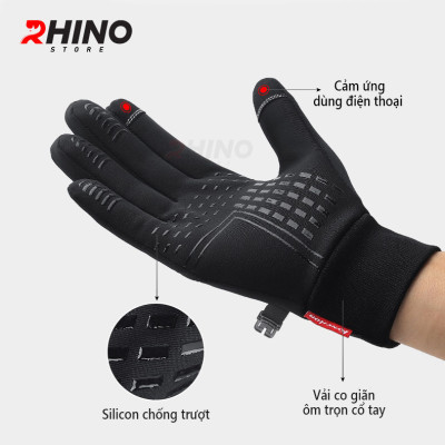 Găng tay giữ ấm mùa đông chống gió, kháng nước mưa Rhino G101 Bao tay thể thao cảm ứng điện thoại đi xe máy, xe đạp lót nỉ cho nam nữ,  bảo hộ đi phượt