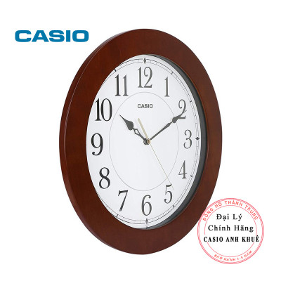 Đồng Hồ Treo Tường Casio IQ-133-5DF Vỏ Gỗ,  Kim Trôi Im Lặng
