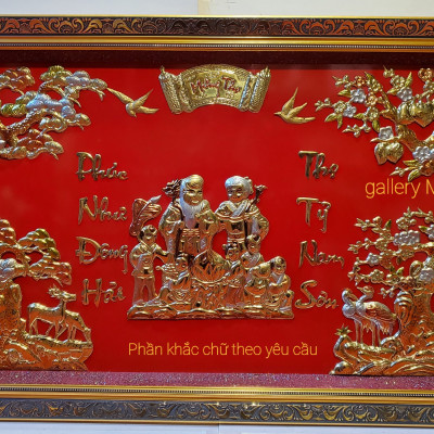 TRANH ĐỒNG VÀNG NGUYÊN CHẤT-MỪNG THỌ CỤ ÔNG-CỤ BÀ-ÔNG BÀ