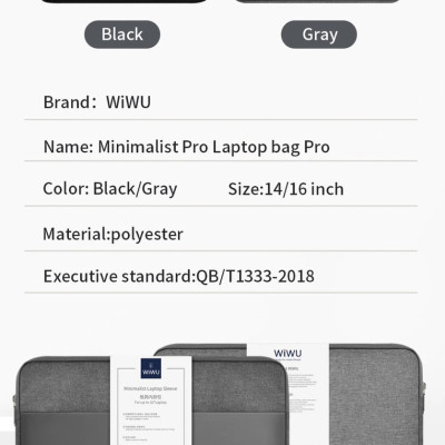 Túi Chống Sốc WiWU Minimalist Sleeve Dùng Cho Laptop Chống Thấm Nước - Hàng Chính Hãng