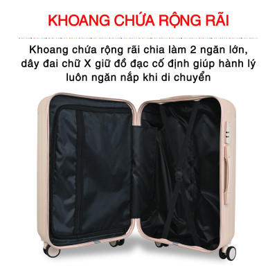 Vali Du Lịch Cao Cấp Size 24inch - Bảo Hành 5 Năm  KS-T01 - Hồng Nhạt