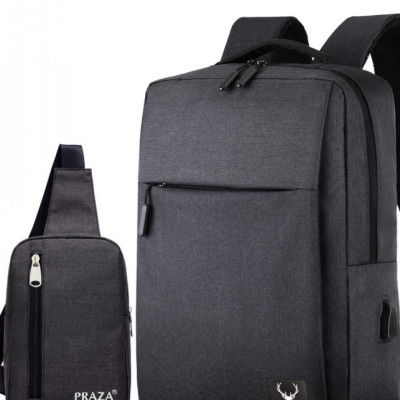 Combo Balo Laptop Cổng USB & Túi Đeo Messenger PRAZA - BL174DC095
