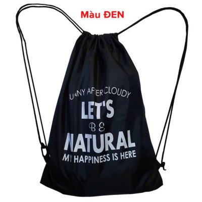 Balo dây rút vải, vải dù, đựng giấy tờ A4, laptop, quần áo, giày thể thao MÀU ĐEN