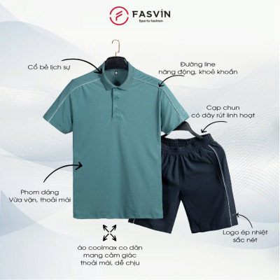 Bộ Quần Áo Thể Thao Nam Polo FASVIN AB25661 Mềm mại co giãn thoáng mát