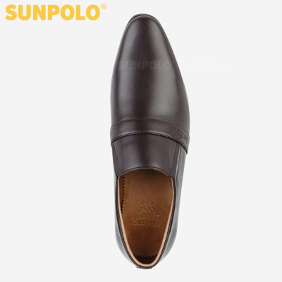 Giày tây nam da bò đế cao su mũi nhọn SUNPOLO TAY-07