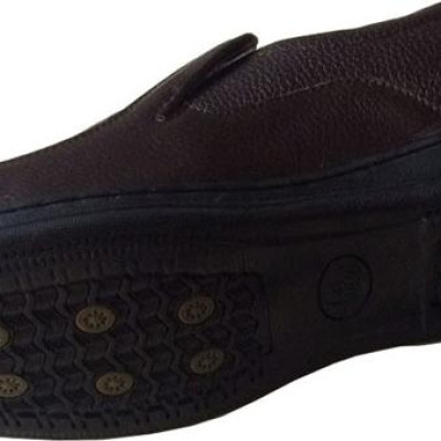 Giày tây nam Trường Hải da bò thật mềm mại không bong tróc không dây mũi tròn màu nâu đế cao su không trơn GT0423