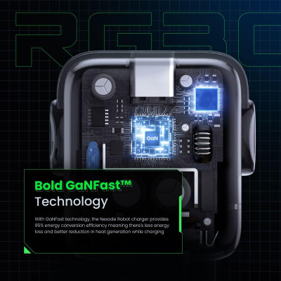 Ugreen UG15550CD359TK 30W 1 USB-C roboGaN RG Sạc điện thoại LCD 1 cổng màu đen tạo hình robot chân cắm dẹt US 1c PD GaN - HÀNG CHÍNH HÃNG