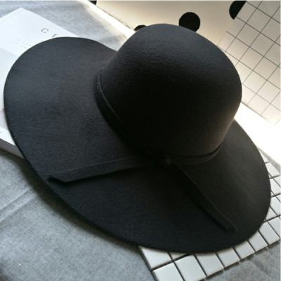 Mũ chống nắng rộng vành nữ nón đi biển màu đen fedora dona22030810