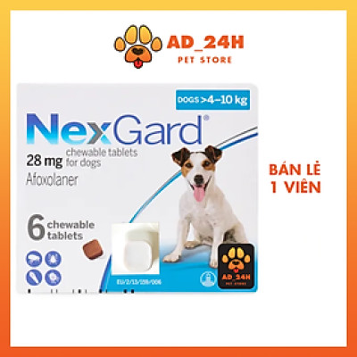 Viên nhai Nexgard trị ve rận, bọ chét cho chó (1 viên) - 4-10kg