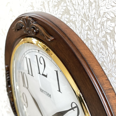Đồng hồ treo tường Nhật Bản - Rhythm CMG938NR06 Kt 30.0 x 4.0cm, 795g Vỏ gỗ