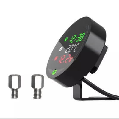 Đồng Hồ Gắn XeMáy Màn Hình LED 3in1 - Phụ Kiện Đa Năng, Siêu Bền, Chống Nước , treo tường