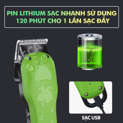 Tông đơ cắt tỉa lông thú cưng Kemei KM-CW10 công suất mạnh 5W sạc nhanh USB chuyên nghiệp phù hợp cắt lông chó, mèo