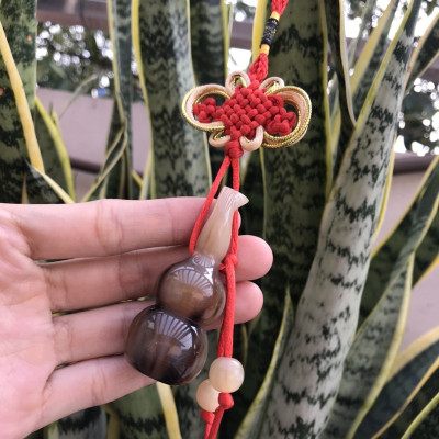 Hồ lô phong thuỷ bằng sừng được làm thủ công 100% (OTH005) khánh treo ô tô, móc khoá hút tài lộc 