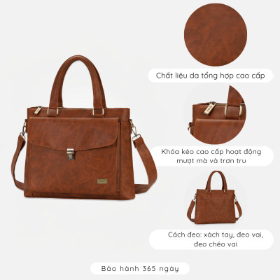 Túi Xách Công Sở Nam Nữ Đựng Laptop 14 inch, Nhiều Ngăn, Đựng Tài Liệu A4 Cao Cấp IDIGO UB2-6032