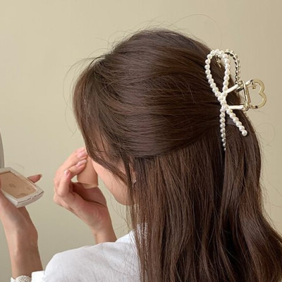 Kẹp tóc ngọc trai hình nơ size lớn mẫu mới