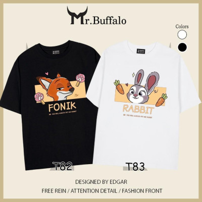 Áo đôi, cặp tay lỡ unisex zootopia Nick, judy dễ thương Mr.Buffalo
