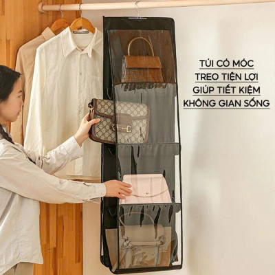 Túi Treo Bảo Vệ Túi Xách – Thiết Kế 2 Mặt, 6 Ngăn, Dễ Treo Trong Tủ