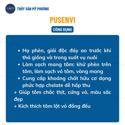 Hạ phèn hấp thụ kim loại nặng clo bổ sung khoáng giải độc đáy ao Pusenvi chống sốc thả giống sạch mang tôm thẻ cá lươn ế