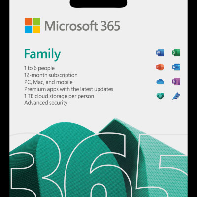 Phần mềm Microsoft 365 Family 6GQ-01896 / EP2-36878  | 12 tháng | Dành cho tối đa 6 người | 5 thiết bị/tài khoản| Word, Excel, PowerPoint | 1TB OneDrive