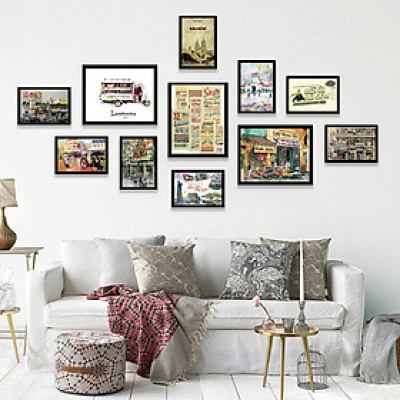 Khung ảnh treo tường composite - khung ảnh treo tường phòng khách - phòng ngủ - nhà hàng - khách sạn khung ảnh sài gòn xưa - Tặng bộ ảnh như hình, sơ đồ định vị và đinh 3 chân