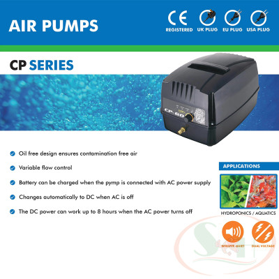 Máy sủi oxy tích điện Hailea CP / CPA 40, 60, 100, 120, 160 Air Pump bình trữ sục bể thủy sinh cá tép cảnh