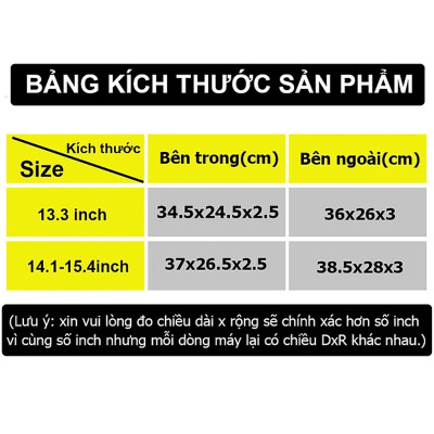 Túi chống sốc đựng Laptop 2 ngăn chất liệu da có tay xách tiện lợi nhiều màu size 13.3 inch, 14.1-15.4