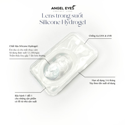 Lens trong suốt có độ cận dòng cao cấp chất liệu Silicone Hydrogel Angel Eyes độ cận 1 - 15