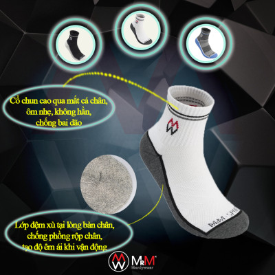 Combo 5 Đôi Tất Vớ Thể Thao Nam Cổ Dài, Sợi Cotton Cao Cấp Chống Hôi Chân, Chống Phồng Rộp Chân, Chống Trơn Trượt Co Giãn 4 Chiều Thương Hiệu MRM FASHION - CM
