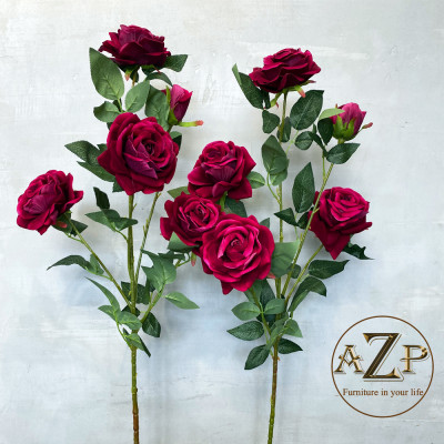 Hoa Hồng Pháp – Hoa Vải mềm mại Như Thật - Hàng Nhập Khẩu Thái Lan Size Đại 13-15cm, Cành Dài 110cm