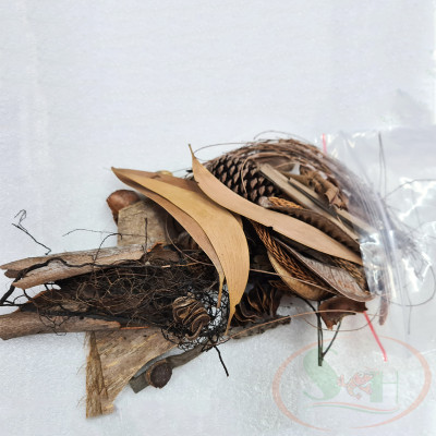 Túi nguyên liệu lá quả khô tự nhiên trang trí bể cá tép biotop bán cạn