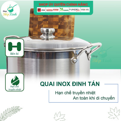 Nồi luộc gà cao cấp Fivestar N28-3DG 3 đáy từ nắp kính 28cm ( tặng 2 vá canh )