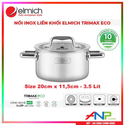 Bộ Nồi INOX 3 Lớp Liền Khối Elmich Trimax ECO EL-8005 (Bộ 3 Nồi Size 18, 20, 26cm & Quánh Size 16cm) - HÀNG CHÍNH HÃNG