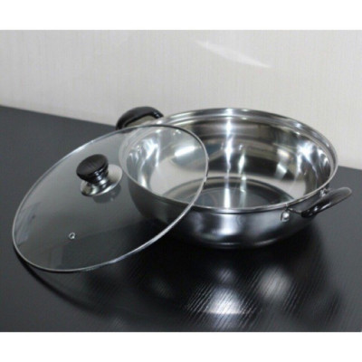 Nồi Lẩu Inox 28cm - Xoong Lẩu Inox Dùng Cho Mọi Loại Bếp Đế Mỏng